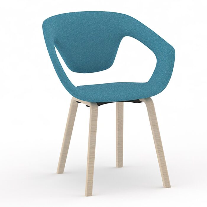 LOT DE 2 CHAISES LINER PIEDS BOIS ASSISE TISSU NAXXOS