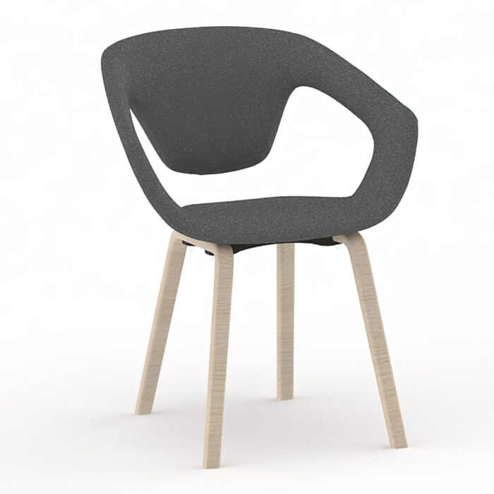 LOT DE 2 CHAISES LINER PIEDS BOIS ASSISE TISSU NAXXOS – Image 2